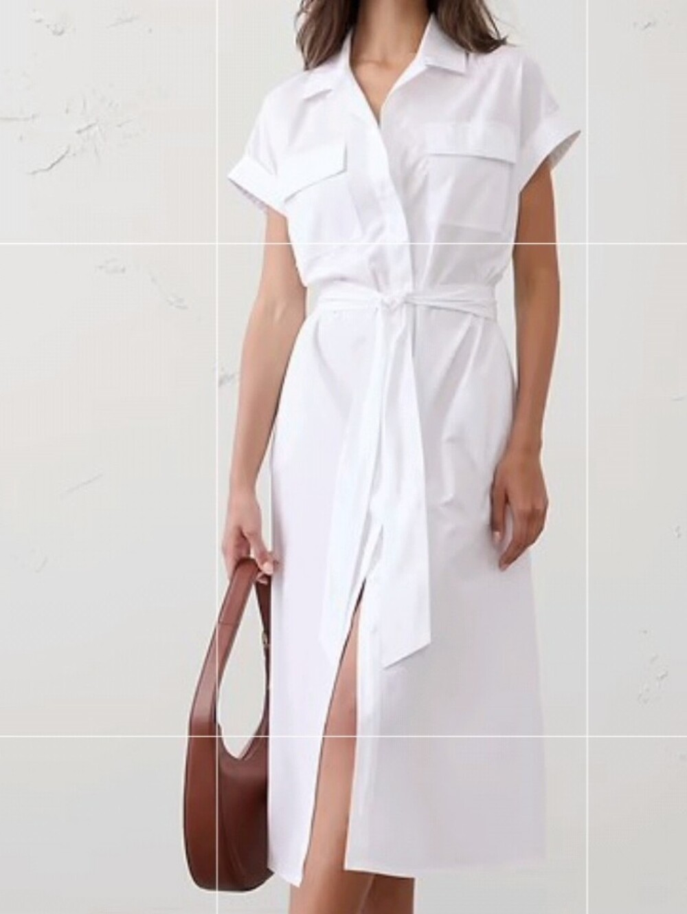 NWT - Banana Republic Cotton Poplin White Midi Shirtdress with Tie Belt - Size M